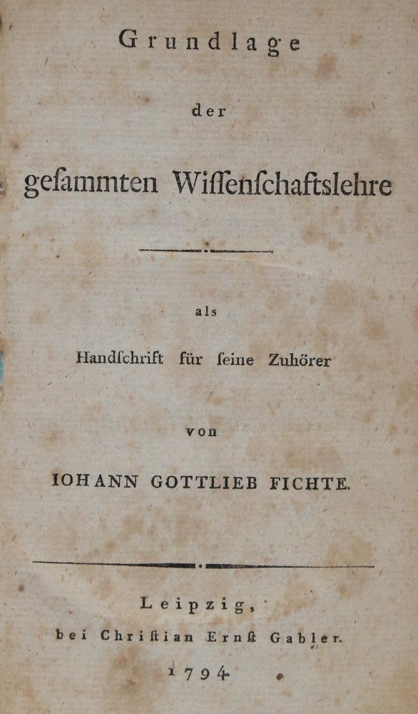 Große Abbildung Nr.1: 140-1402 Fichte,J.G.: (Literatur und illustrierte Bücher bis 19.Jahrhundert)