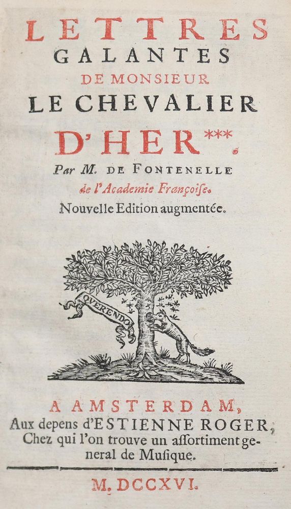 Große Abbildung Nr.1: 140-1407 Fontenelle,B. (Le Bouvier)de.: (Literatur und illustrierte Bücher bis 19.Jahrhundert)