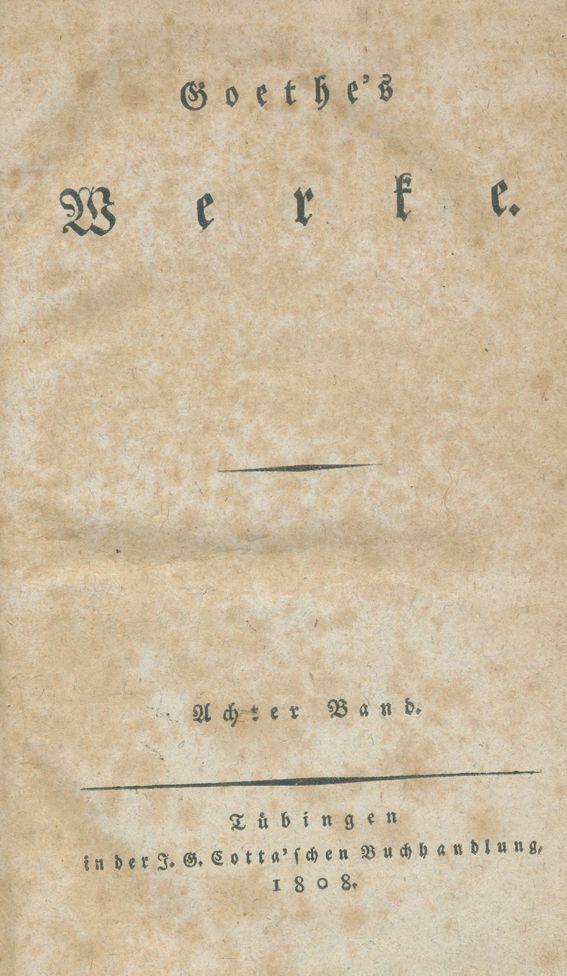 Große Abbildung Nr.1: 140-1412 Goethe,J.W.v.: (Literatur und illustrierte Bücher bis 19.Jahrhundert)