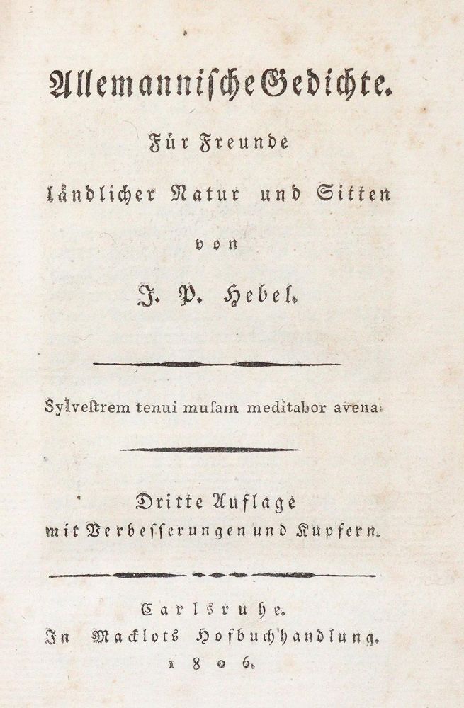 Große Abbildung Nr.1: 140-1433 Hebel,J.P.: (Literatur und illustrierte Bücher bis 19.Jahrhundert)