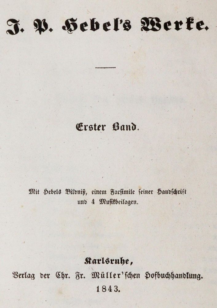 Große Abbildung Nr.1: 140-1434 Hebel,J.P.: (Literatur und illustrierte Bücher bis 19.Jahrhundert)