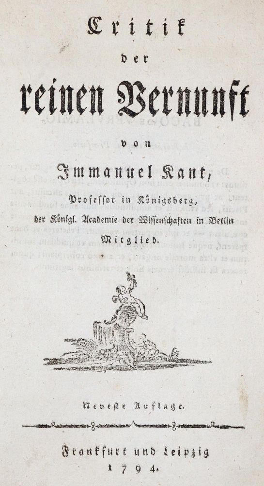 Große Abbildung Nr.1: 140-1461 Kant,I.: (Literatur und illustrierte Bücher bis 19.Jahrhundert)