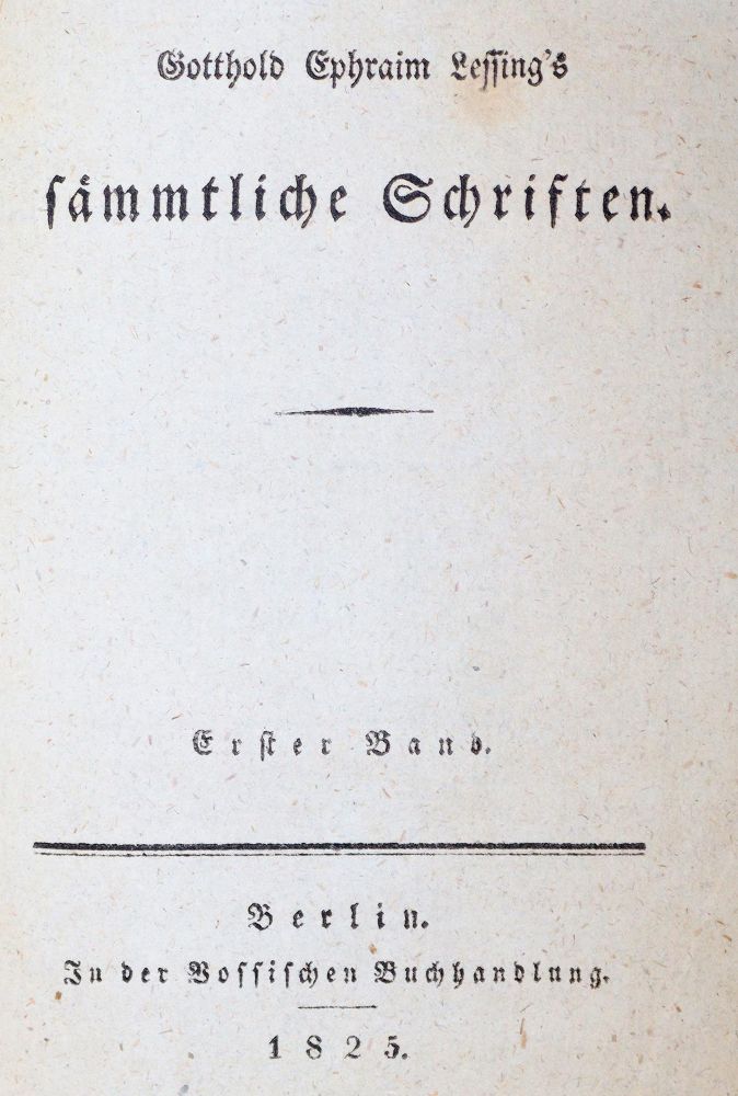 Große Abbildung Nr.1: 140-1475 Lessing,G.E.: (Literatur und illustrierte Bücher bis 19.Jahrhundert)