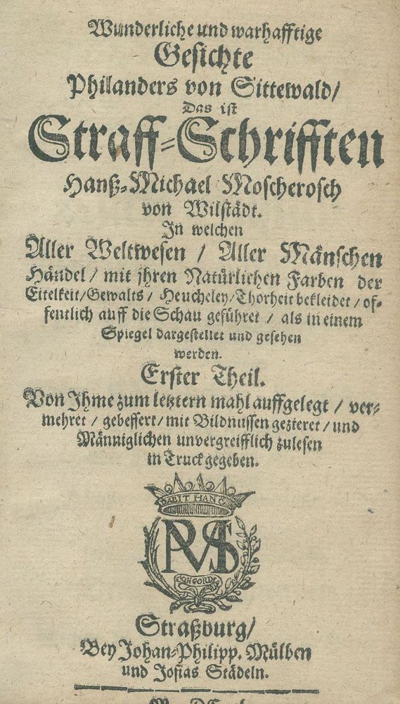 Große Abbildung Nr.2: 140-1492 Moscherosch,J.M.: (Literatur und illustrierte Bücher bis 19.Jahrhundert)