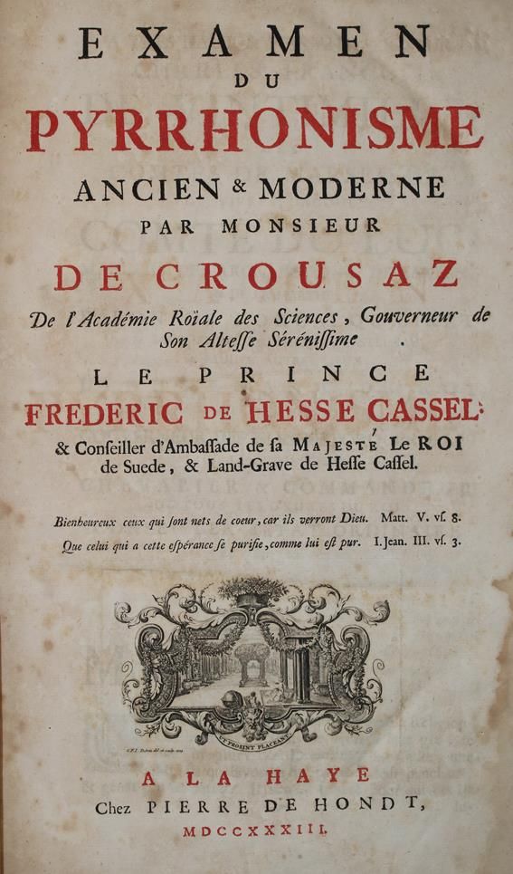 Große Abbildung Nr.1: 140-150 Crousaz,J.-P.de.: (Alte Drucke, Handschriften und Theologie)