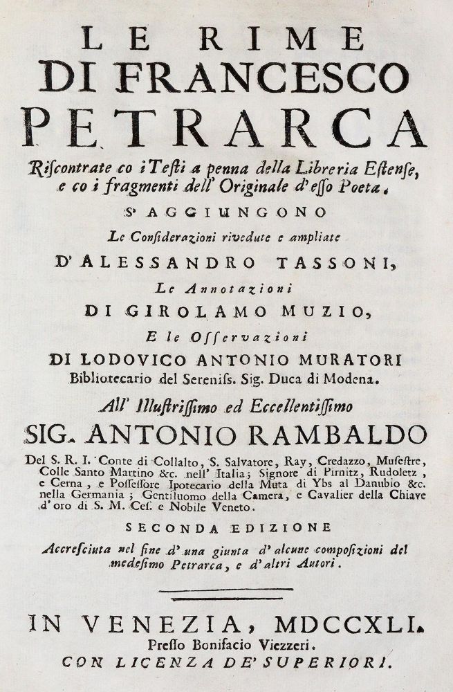 Große Abbildung Nr.1: 140-1500 Petrarca,F.: (Literatur und illustrierte Bücher bis 19.Jahrhundert)