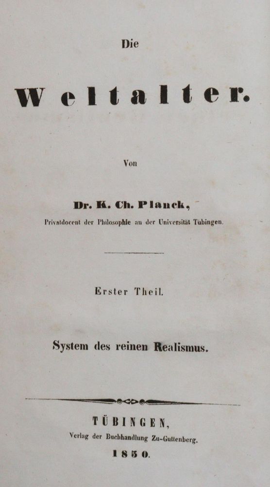 Große Abbildung Nr.1: 140-1501 Planck,K.C.: (Literatur und illustrierte Bücher bis 19.Jahrhundert)