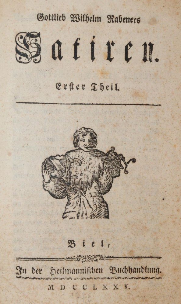 Große Abbildung Nr.1: 140-1507 Rabener,G.W.: (Literatur und illustrierte Bücher bis 19.Jahrhundert)
