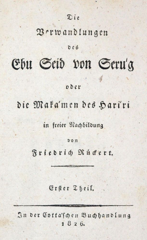 Große Abbildung Nr.1: 140-1510 Rückert,F.: (Literatur und illustrierte Bücher bis 19.Jahrhundert)