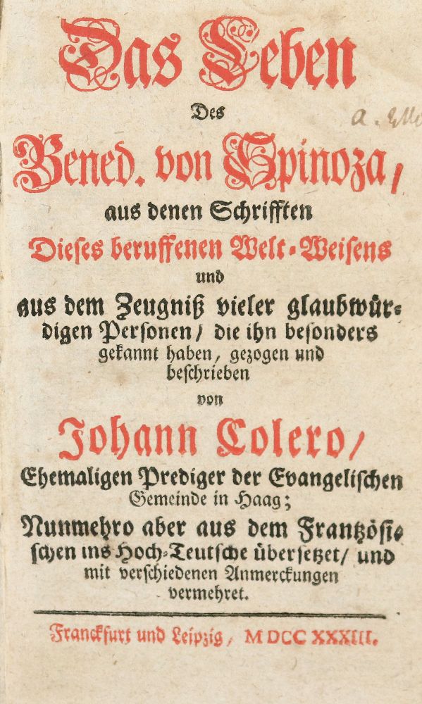 Große Abbildung Nr.1: 140-1529 Coler(us),J.: (Spinoza)