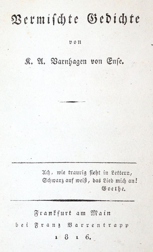 Große Abbildung Nr.1: 140-1544 Varnhagen von Ense,K.A.: (Literatur und illustrierte Bücher bis 19.Jahrhundert)