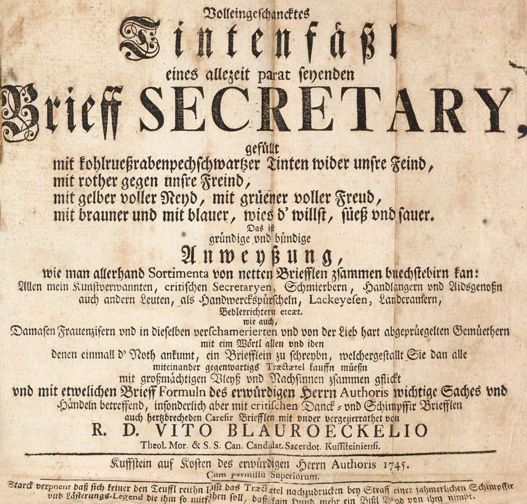 Große Abbildung Nr.1: 140-1547 Vito Blauroeckelio (d.i. J.J.Schwabe).: (Literatur und illustrierte Bücher bis 19.Jahrhundert)