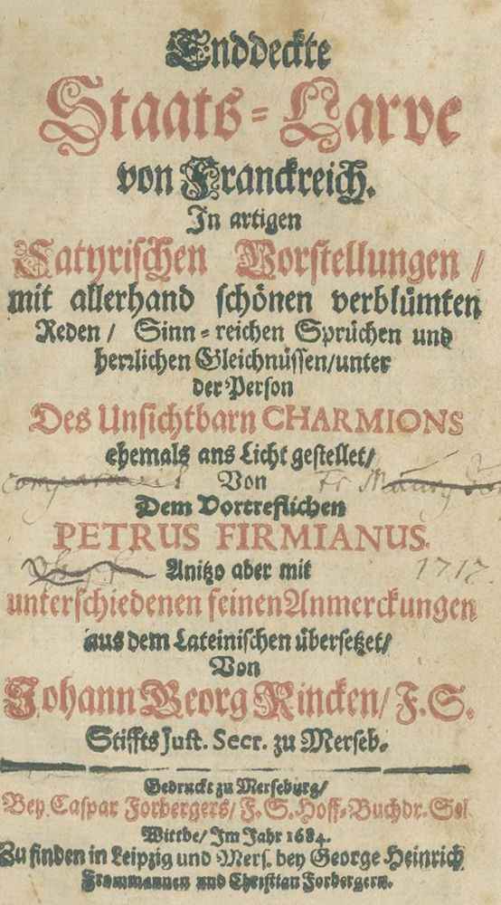 Große Abbildung Nr.1: 140-1561 (Zacharie de Lisieux, Pseud.:) P.Firmianus.: (Literatur und illustrierte Bücher bis 19.Jahrhundert)