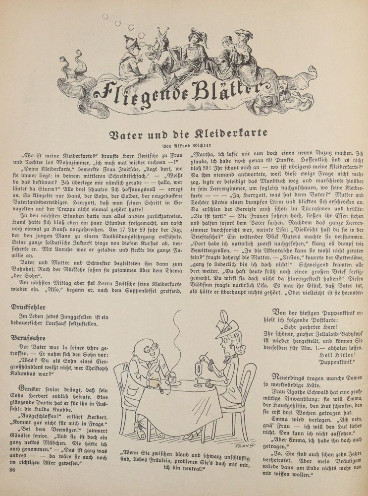 Große Abbildung Nr.1: 140-1613 Fliegende Blätter.: (Literatur und illustrierte Bücher 20.Jahrhundert - Alte Literatur in modernen Ausgaben)