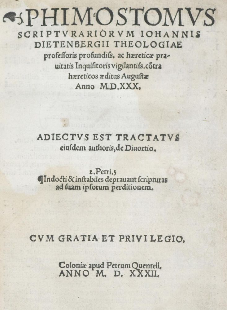 Große Abbildung Nr.1: 140-164 Dietenberger,J.: (Alte Drucke, Handschriften und Theologie)