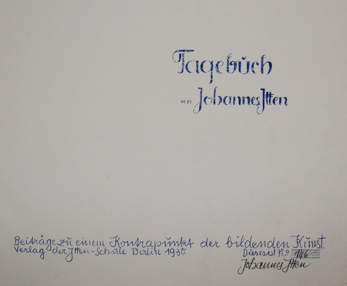 Große Abbildung Nr.1: 140-1641 Itten,Joh.: (Literatur und illustrierte Bücher 20.Jahrhundert - Alte Literatur in modernen Ausgaben)