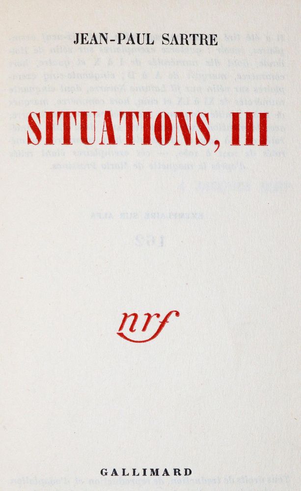 Große Abbildung Nr.1: 140-1718 Sartre,J.P.: (Literatur und illustrierte Bücher 20.Jahrhundert - Alte Literatur in modernen Ausgaben)