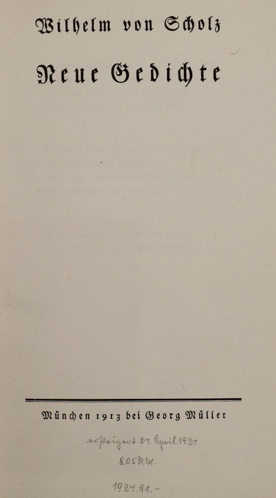 Große Abbildung Nr.3: 140-1723 Scholz,W.v.: (Literatur und illustrierte Bücher 20.Jahrhundert - Alte Literatur in modernen Ausgaben)