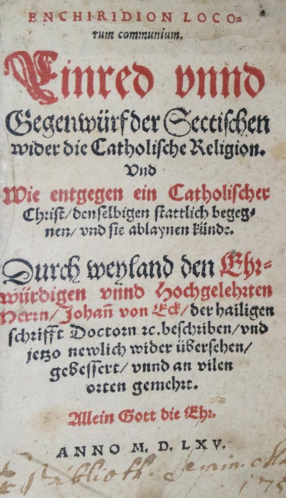 Große Abbildung Nr.1: 140-177 Eck,J.: (Alte Drucke, Handschriften und Theologie)