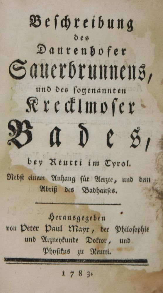Große Abbildung Nr.1: 140-1785 Mayr,P.P.: (Medizin, Balneologie)