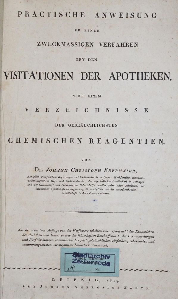Große Abbildung Nr.1: 140-1797 Ebermaier,J.C.: (Medizin)