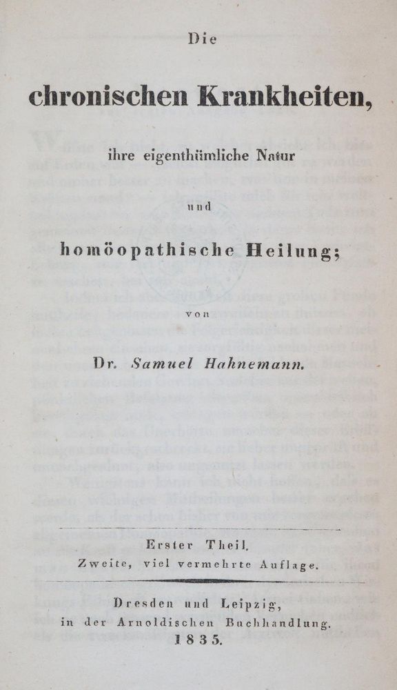 Große Abbildung Nr.1: 140-1816 Hahnemann,S.: (Medizin, Homöopathie)