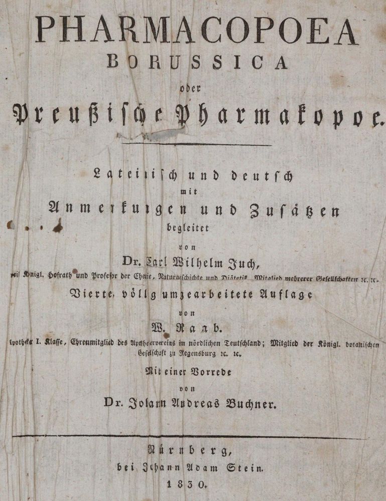 Große Abbildung Nr.1: 140-1844 Pharmacopoea Badensis.: (Medizin, Pharmazie)
