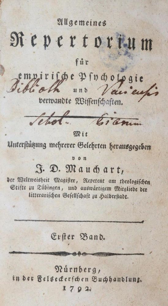 Große Abbildung Nr.1: 140-1853 Mauchart,J.D. (Hrsg.).: (Medizin, Psychologie)
