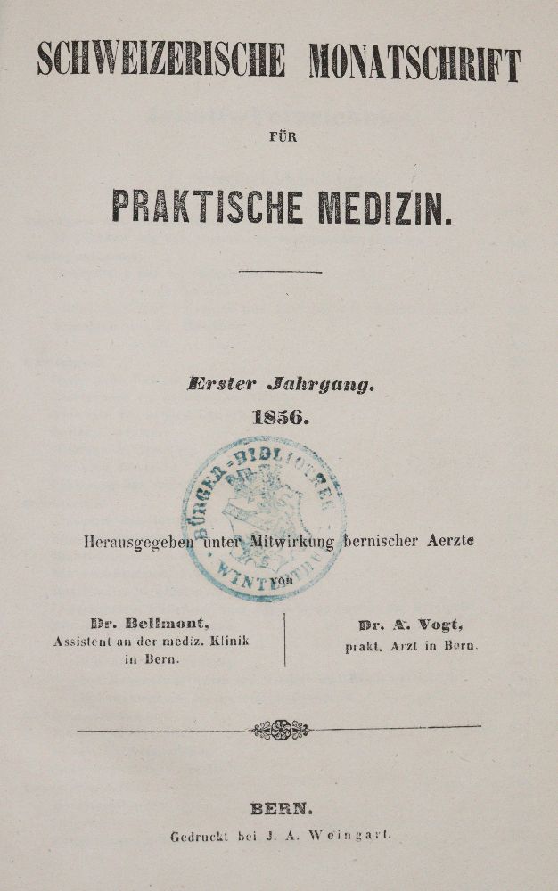 Große Abbildung Nr.1: 140-1865 Schweizerische Monatsschrift: (Medizin)