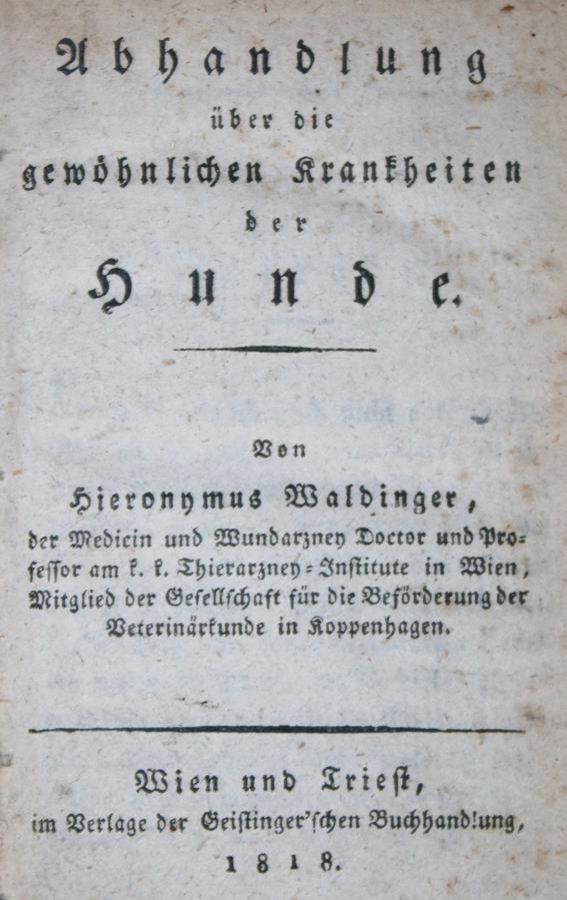 Große Abbildung Nr.1: 140-1874 Waldinger,H.: (Medizin, Veterinärmedizin, Hunde)