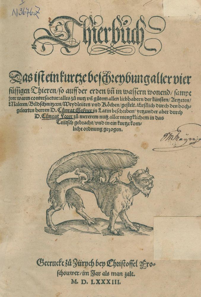 Große Abbildung Nr.1: 140-1895 Gesner,K.: (Zoologie)