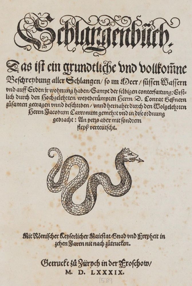 Große Abbildung Nr.4: 140-1919 Geßner,C.: (Zoologie, Schlangen)