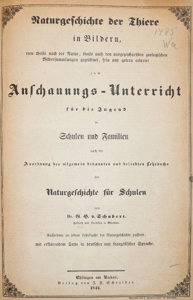 Große Abbildung Nr.1: 140-1925 Schubert,G.H.v.: (Zoologie)