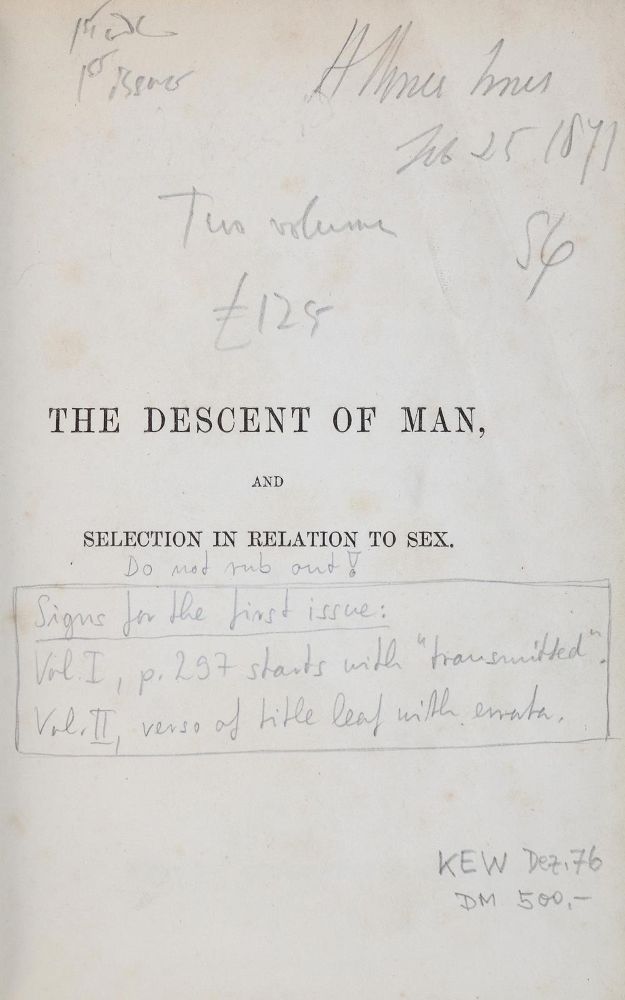 Große Abbildung Nr.3: 140-1952 Darwin,Ch.: (Verschiedene Gebiete - Varia, Anthropologie)