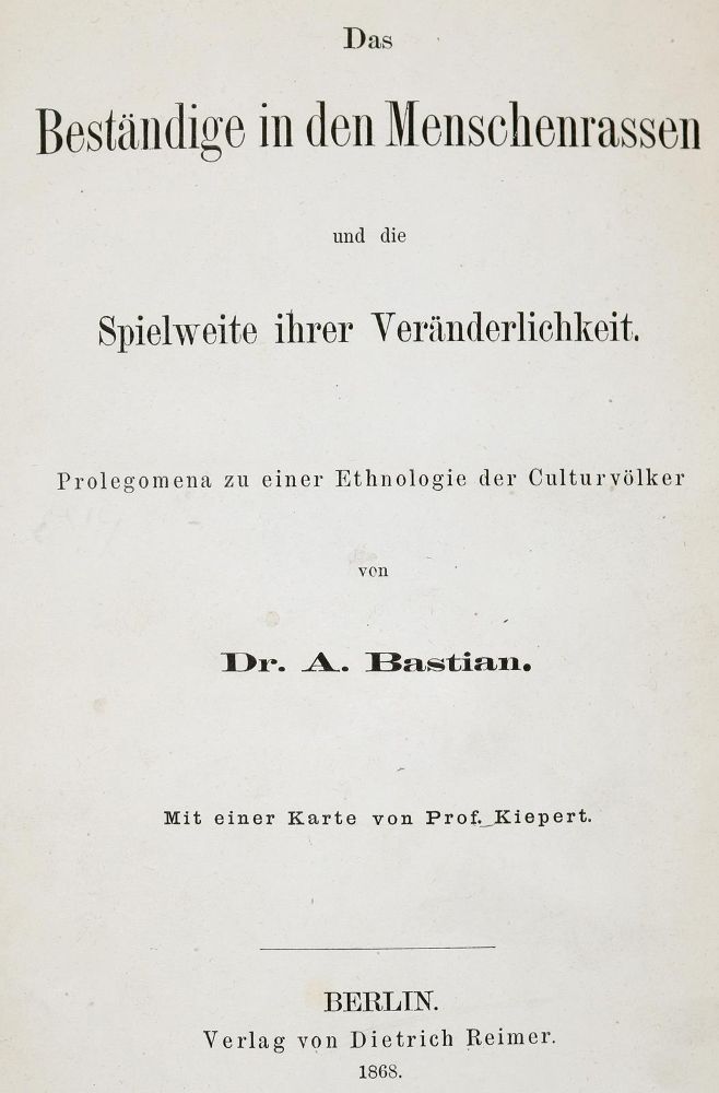 Große Abbildung Nr.1: 140-1961 Bastian,A.: (Verschiedene Gebiete - Varia)