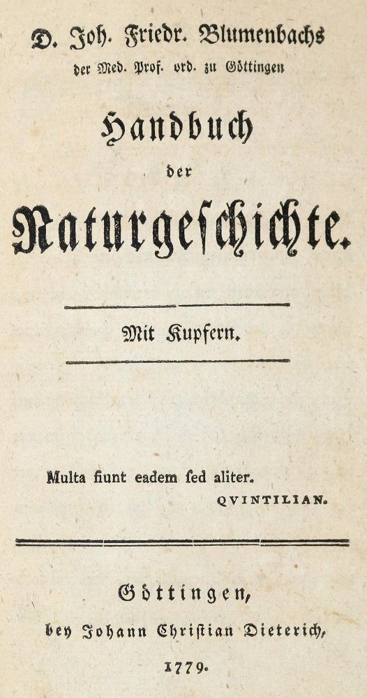 Große Abbildung Nr.1: 140-1971 Blumenbach,J.F.: (Verschiedene Gebiete - Varia)
