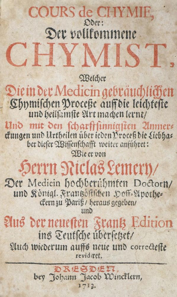 Große Abbildung Nr.1: 140-1976 Lemery,N.: (Verschiedene Gebiete - Varia, Chemie)