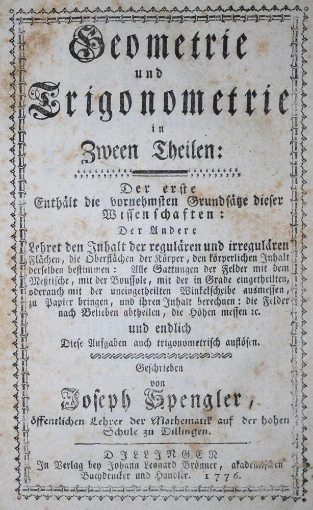 Große Abbildung Nr.1: 140-2028 Spengler,J.: (Verschiedene Gebiete - Varia, Mathematik)