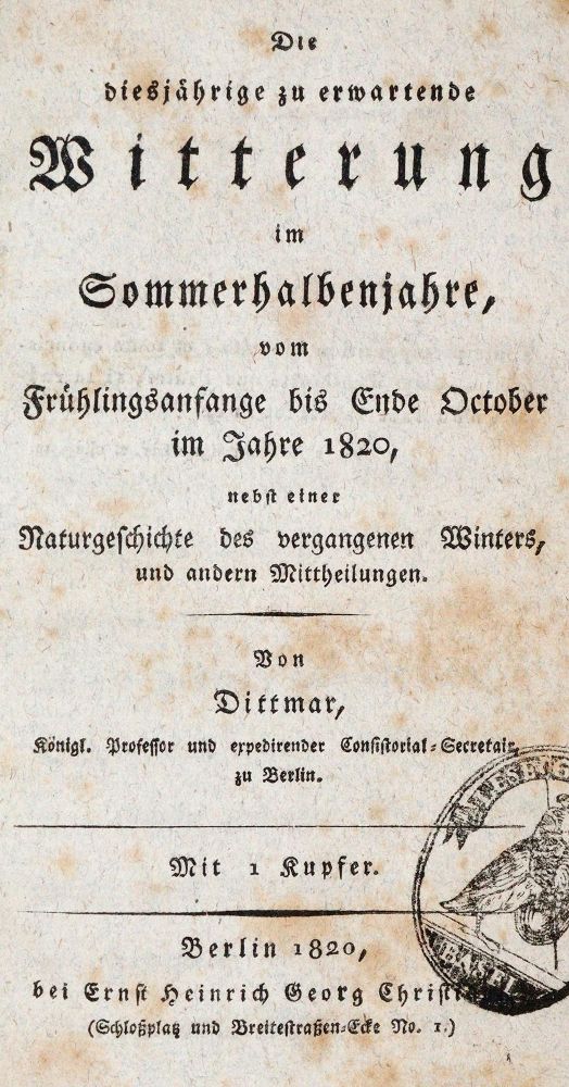 Große Abbildung Nr.2: 140-2035 Dittmar,(S.G.).: (Verschiedene Gebiete - Varia, Meteorologie)