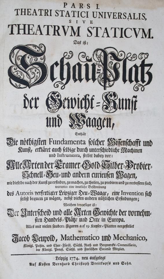 Große Abbildung Nr.1: 140-2080 Leupold,J.: (Verschiedene Gebiete - Varia, Waagen)