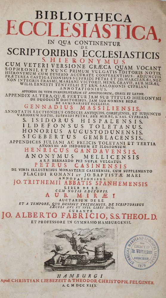 Große Abbildung Nr.1: 140-211 Fabricius,J.A.: (Alte Drucke, Handschriften und Theologie)