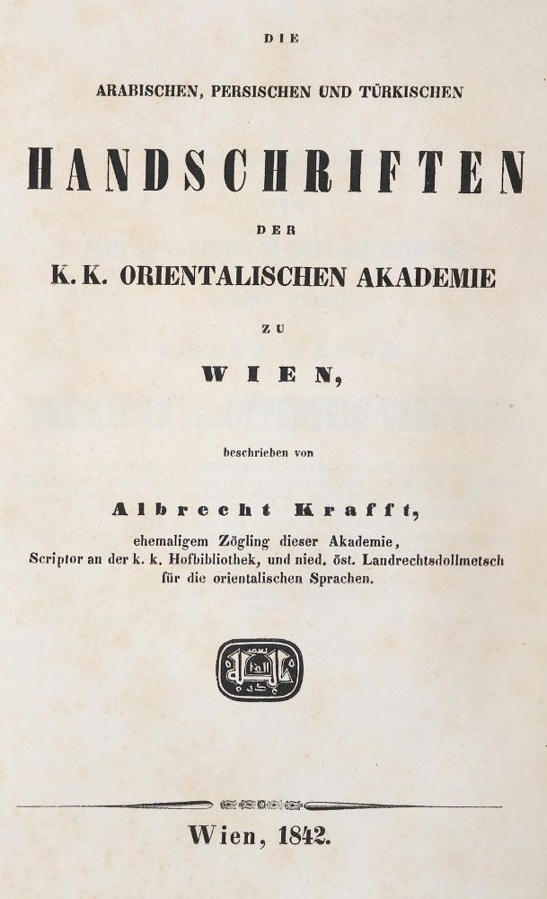 Große Abbildung Nr.1: 140-2156 Krafft,A.: (Asien, Arabische Handschriften)