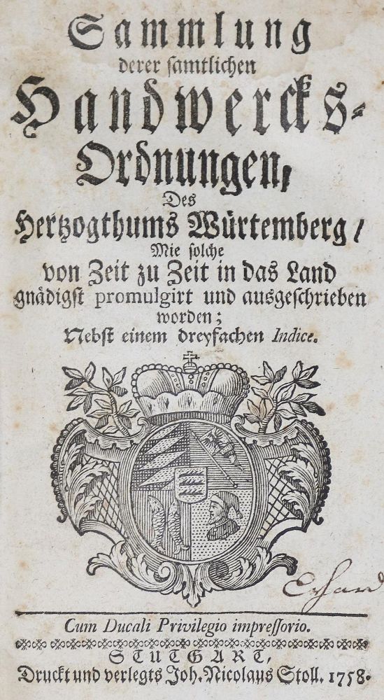 Große Abbildung Nr.1: 140-2287 Handwerksordnungen.: (Deutschland)