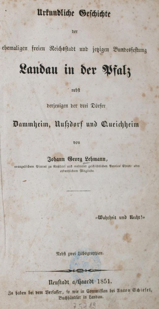 Große Abbildung Nr.1: 140-2309 Lehmann,J.G.: (Deutschland, Landau)