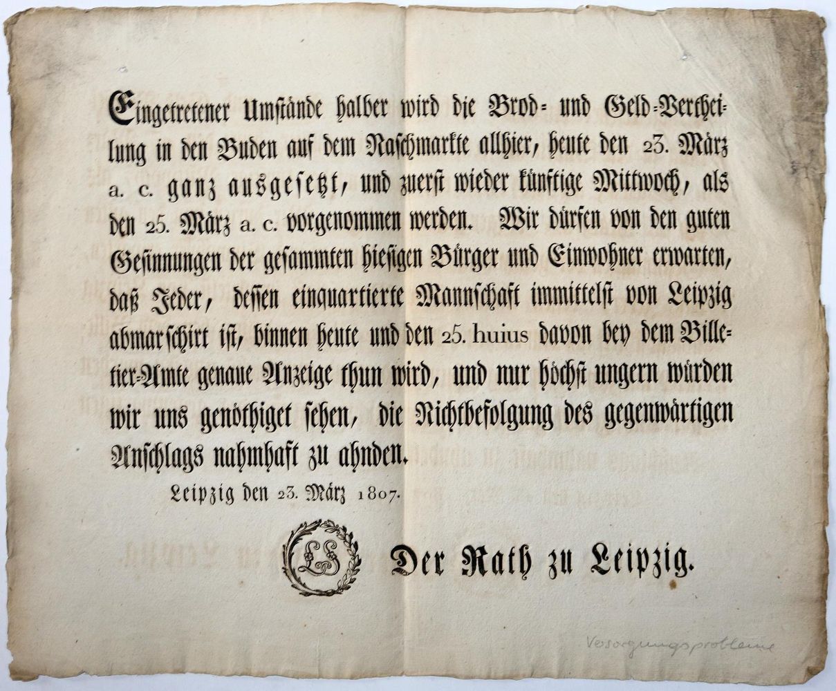 Große Abbildung Nr.2: 140-2310 Sammlung: (Deutschland, Leipzig, Verordnungen)