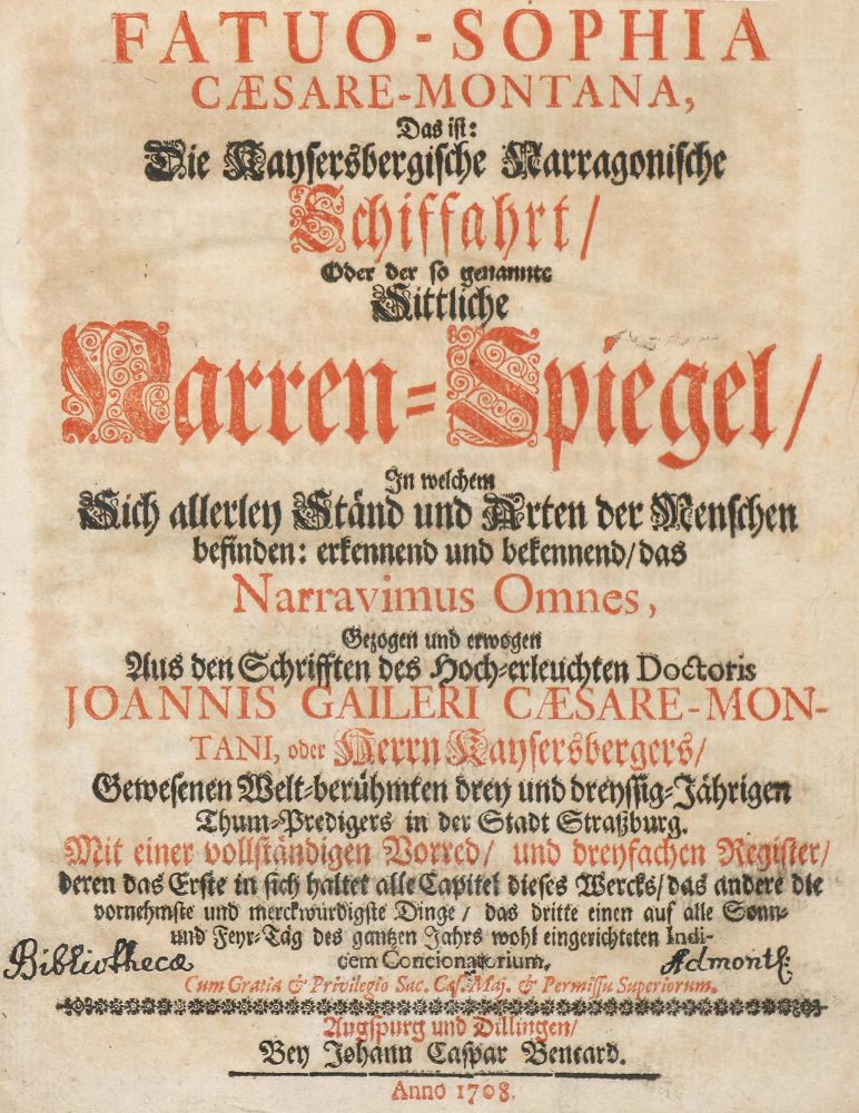 Große Abbildung Nr.1: 140-241 Geiler von Kaysersberg,J.: (Alte Drucke, Handschriften und Theologie)