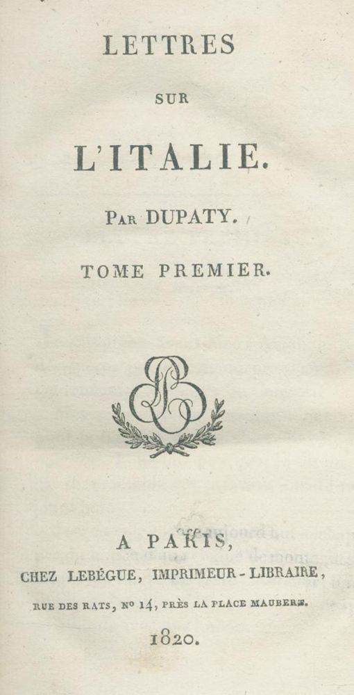Große Abbildung Nr.1: 140-2451 Dupaty,(J.B.).: (Italien)