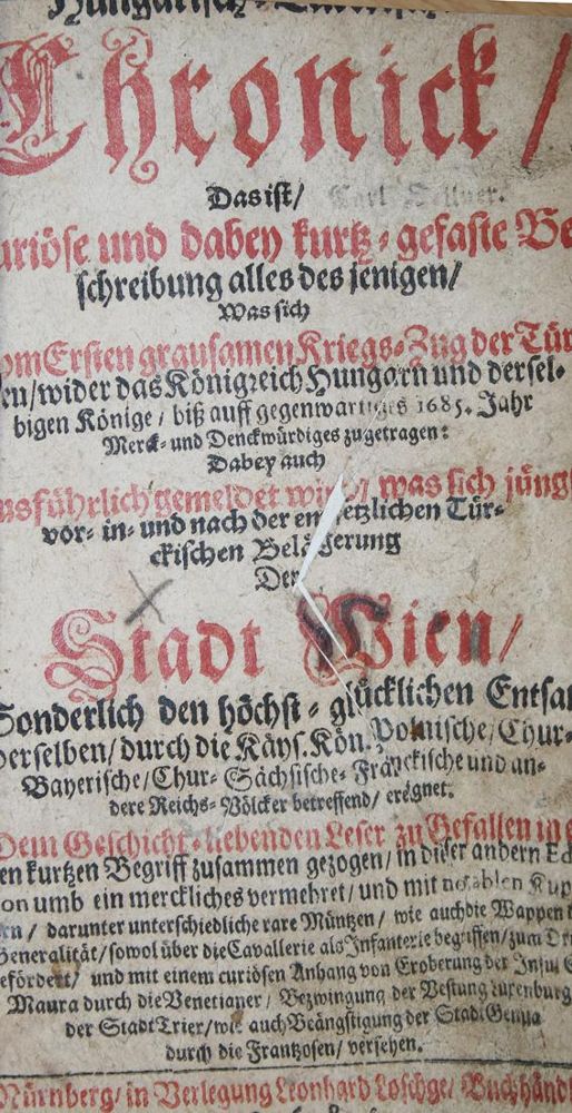 Große Abbildung Nr.1: 140-2616 Hungarisch-Türckische Chronick,: (Verschiedene Länder - Geschichte)