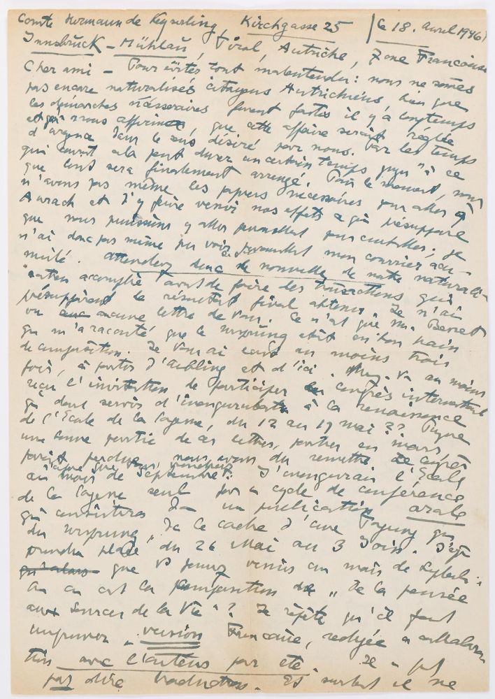 Große Abbildung Nr.2: 140-2693 Keyserling, Hermann Graf von,: (Autographen)