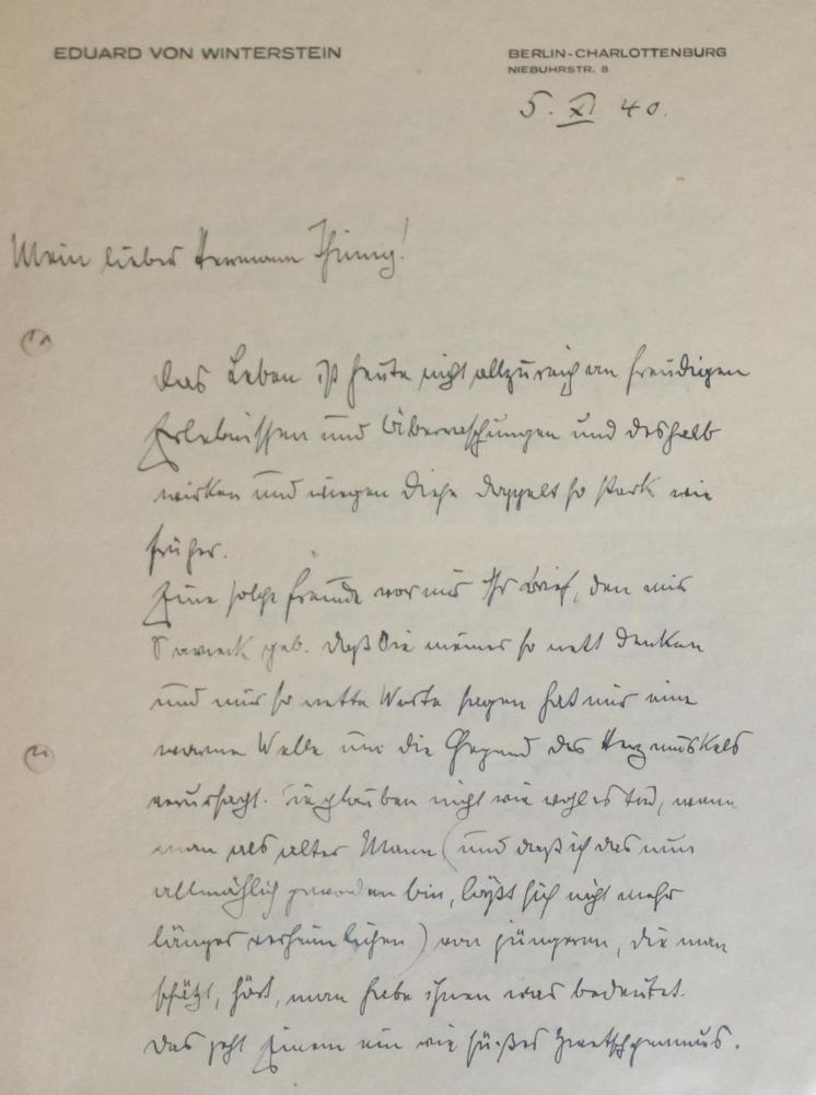 Große Abbildung Nr.1: 140-2707 Winterstein, Eduard von,: (Autographen)